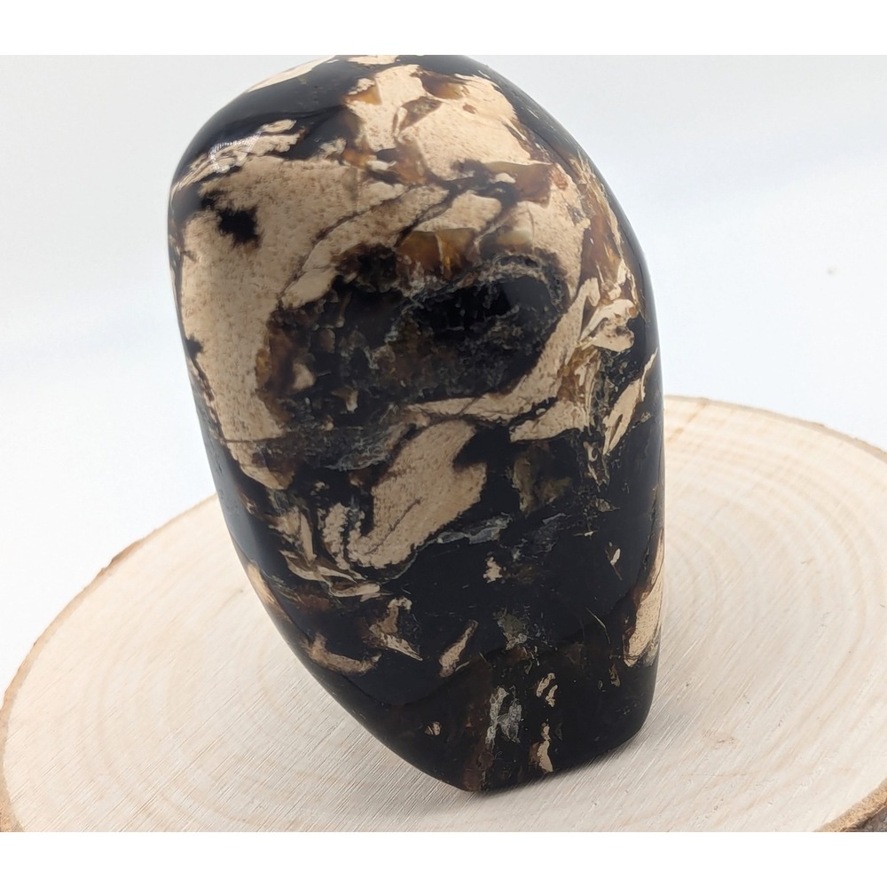 Natural Black and Cream White Amber Large Size for Display or Jewelry Making